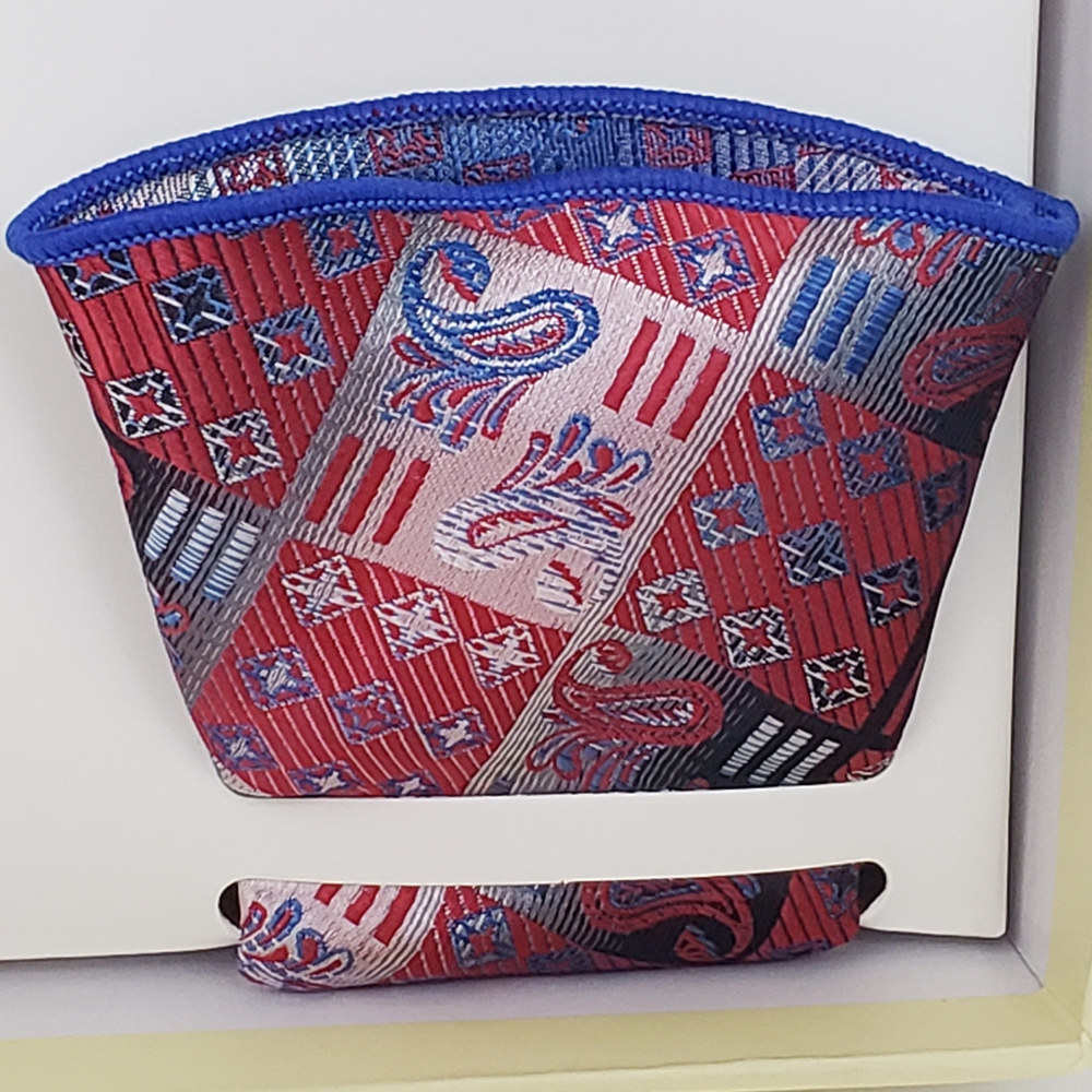 Blue Red Bow Tie & Necktie Bud Hanky CuffLink Set - Picture 5 of 8